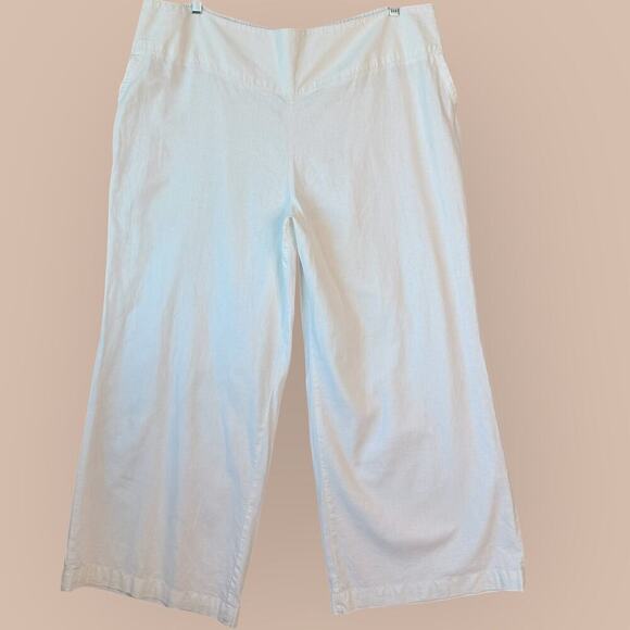 Cato Pants - Cato C EST 1946 Linen Blend Wide Leg Pullon Pants Lounge Womens 26/28W White